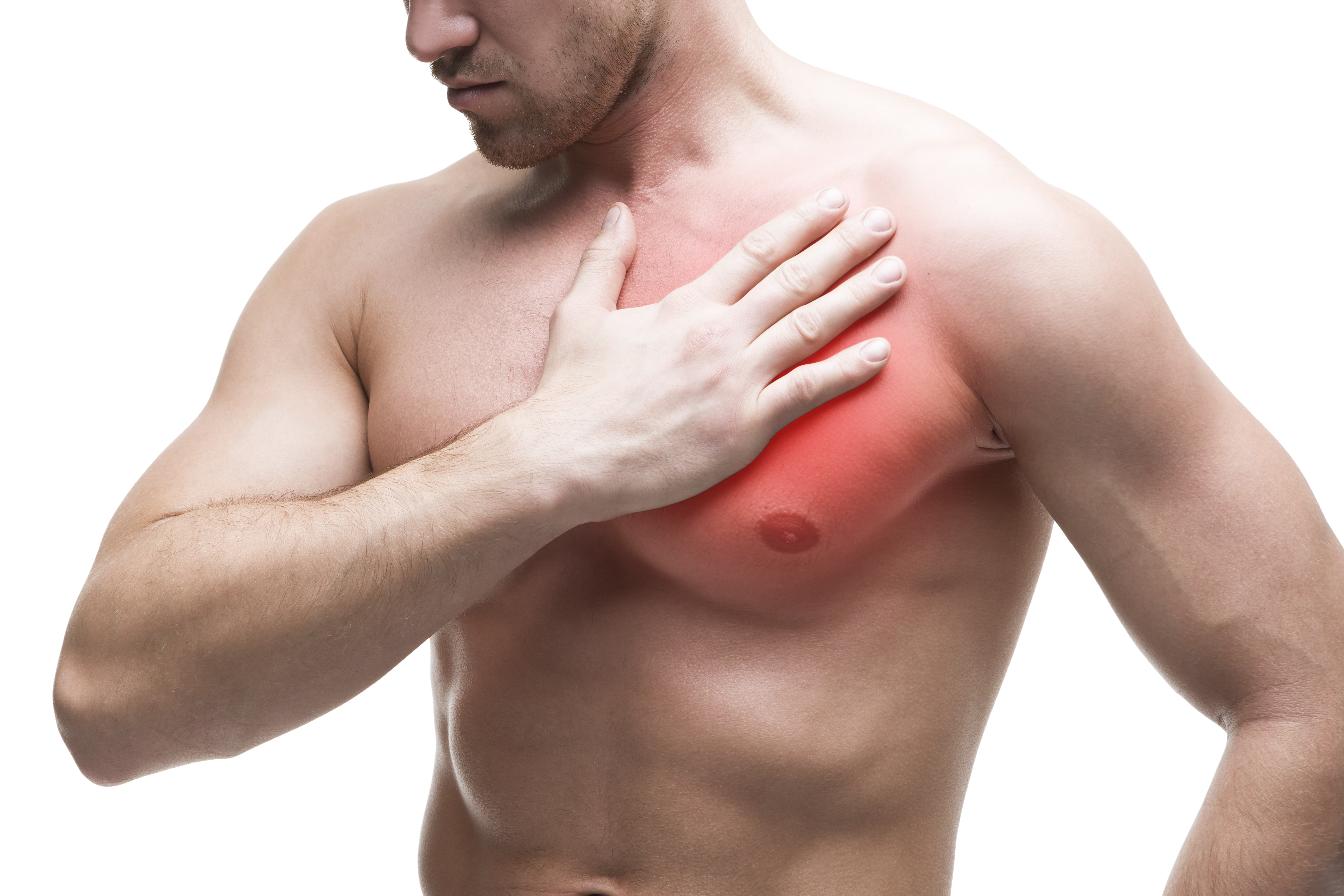 Сильные боли в области груди. Воспаление грудной мышцы. Растяжение грудной мышцы. Боль в левой грудной мышце.